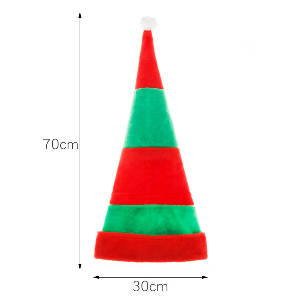 Sinyoo Christmas Hats for Adults Long Red and Green Striped Plush Elf Hat