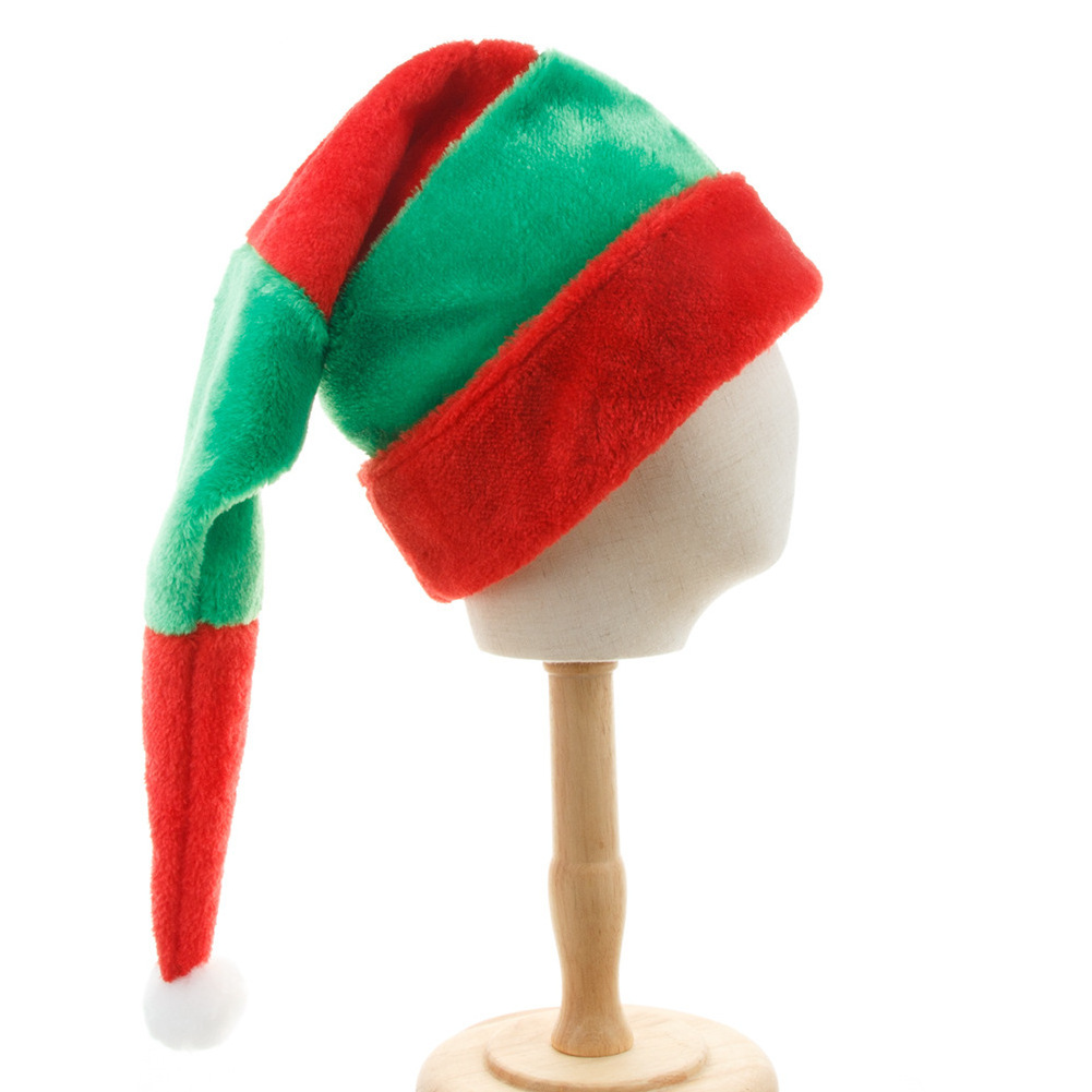 Sinyoo Christmas Hats for Adults Long Red and Green Striped Plush Elf Hat