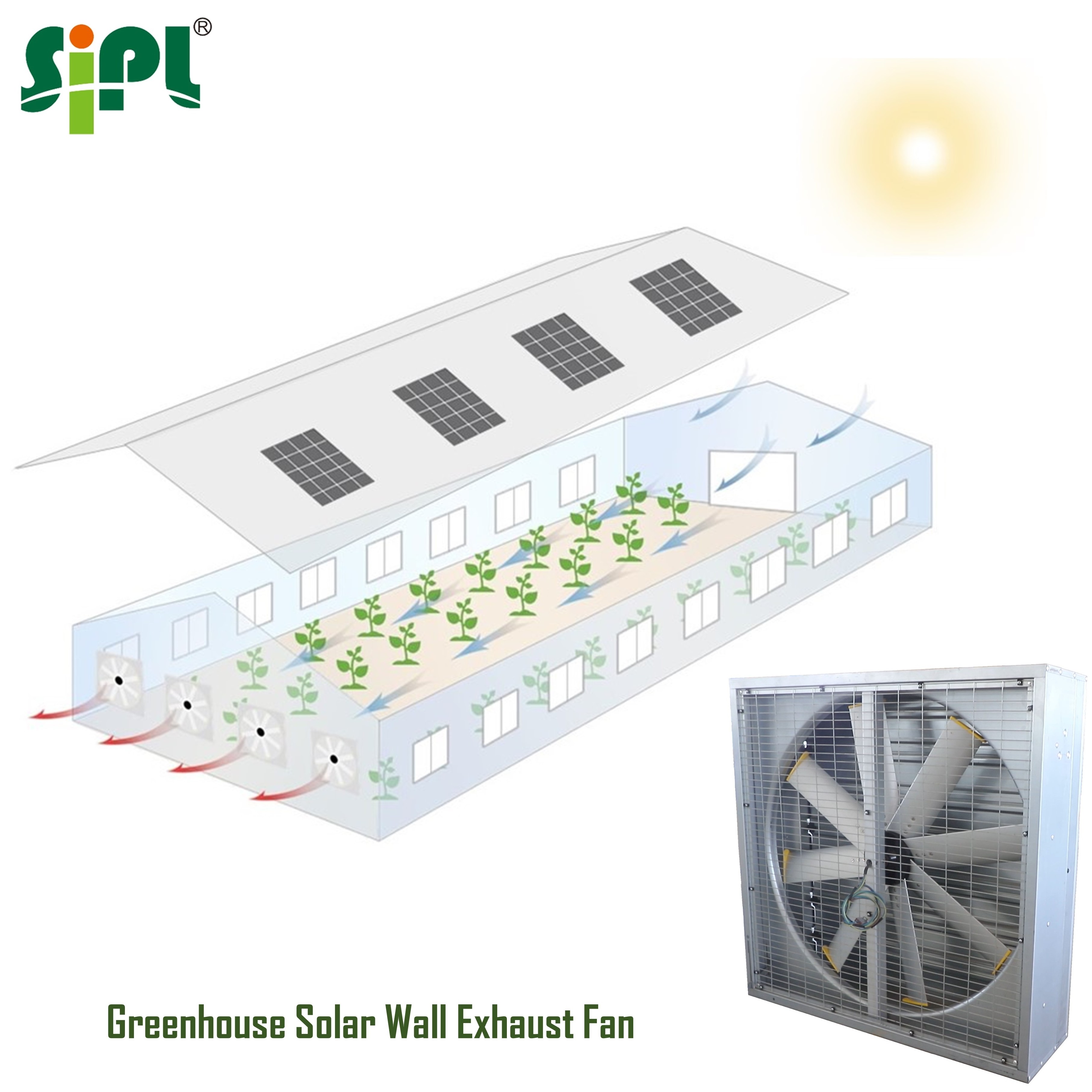 Industrial Agricultural Poultry Air Conditioner Solar Powered No Belt Pulley Wall Extractor Exhaust Fans Ventilation Cooling Fan