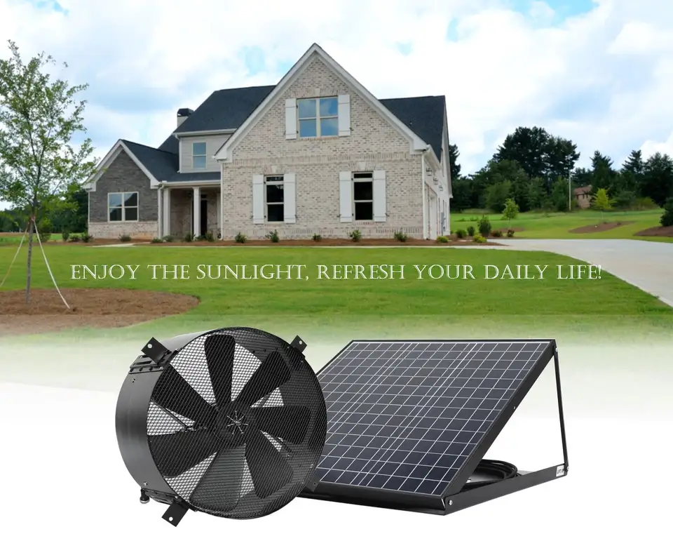 Solar Panel Powered HVAC Roof Ventilation Industrial Propeller Wall Mount Factory Air Extractor Attic Gable DC Heat Exhaust Fan