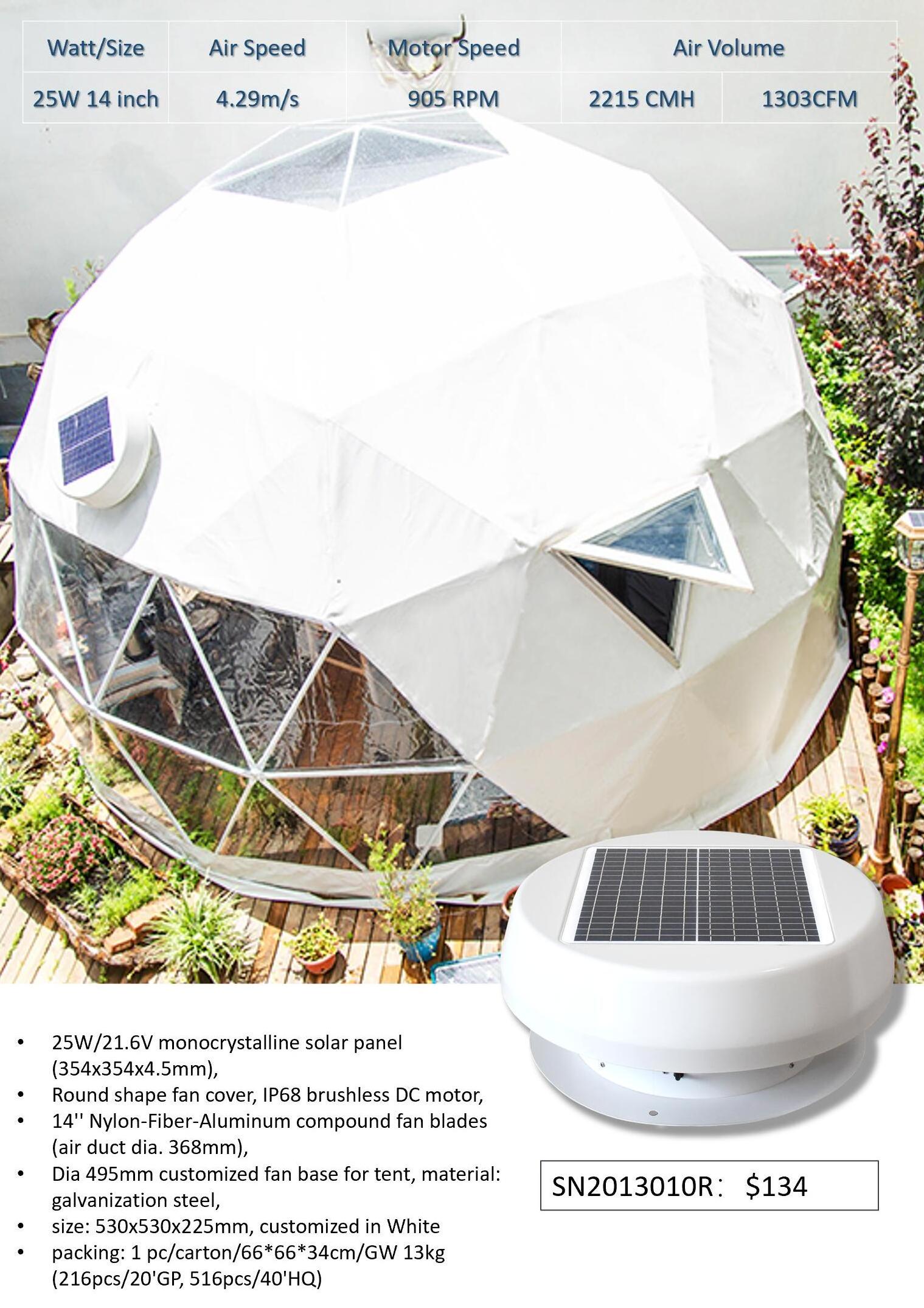 Waterproof Outdoor Ventilation home appliance Air circulation Vent Cooler Dome Tent Exhaust rechargeable solar fan