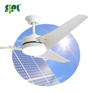 5 Speeds Remote Control 60'' Solar Energy DC Electric Fan Outdoor Indoor Gazebo Homestead Ceiling Fan with Led Light