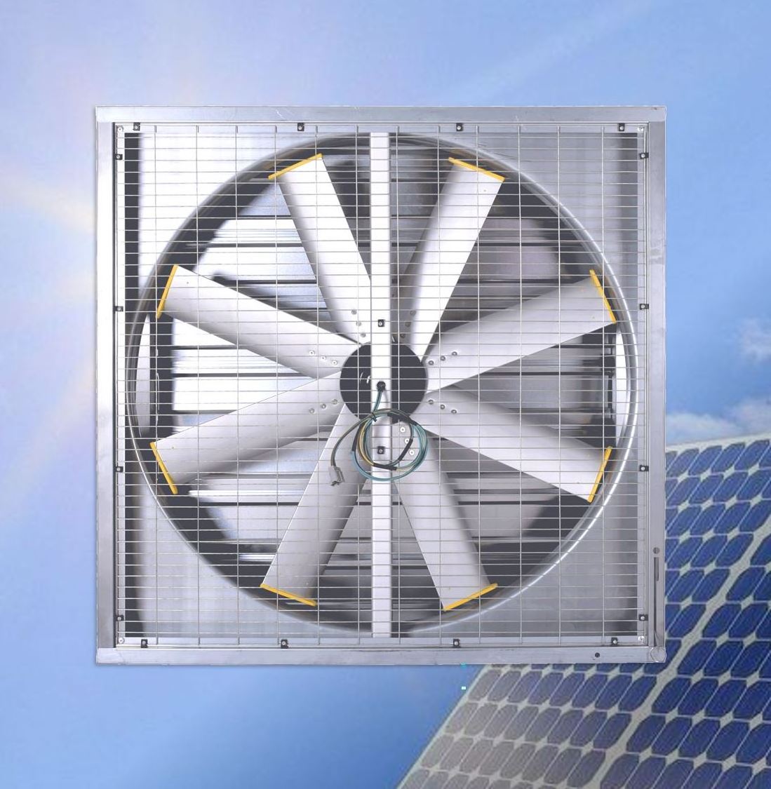 2024 Super Energy Saving Agriculture Greenhouse Farm Air Cooling Fan 440W Solar Powered Industrial Ventilation Poultry Exhaust F