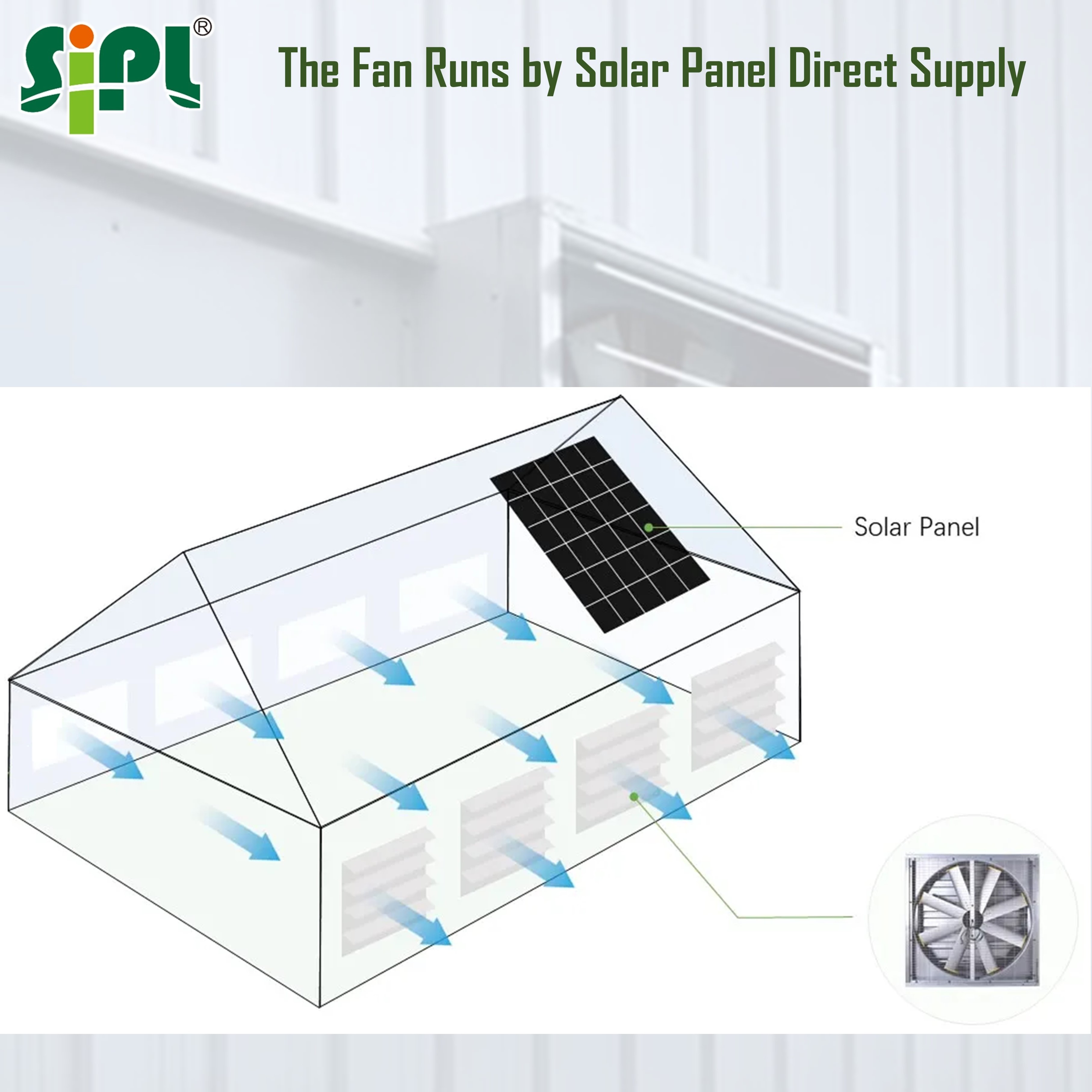 Factory Wall Mounted HVAC Solar Sunlight Powered DC36V 48' Eco Energetic Industrial Vent Hybrid Heat Extraction Roof Exhaust Fan