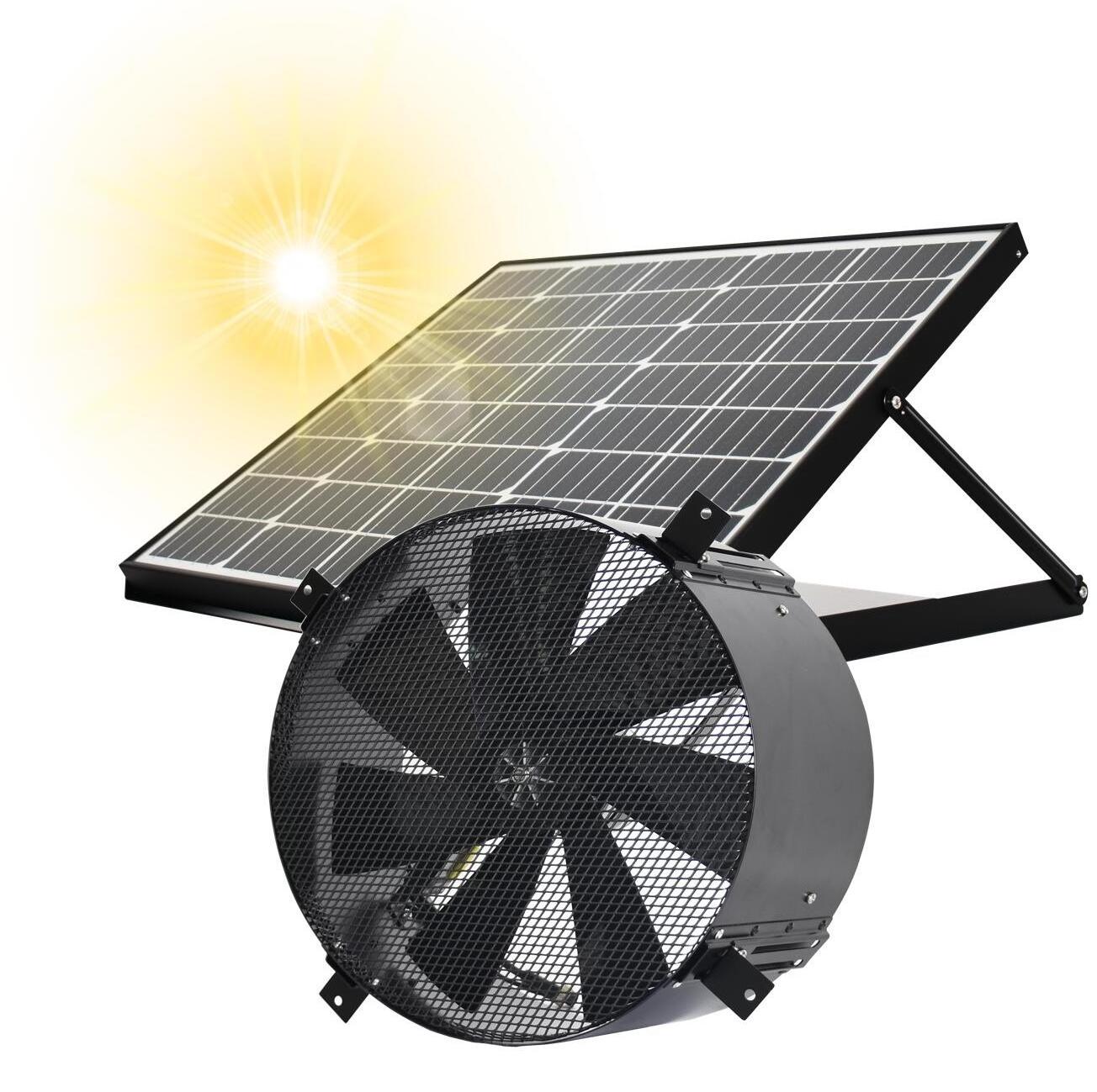 solar attic vent 40W solar heat extractor IP68 metal fan blower 14 inch DC power axial chicken house wall fan air extractor fan