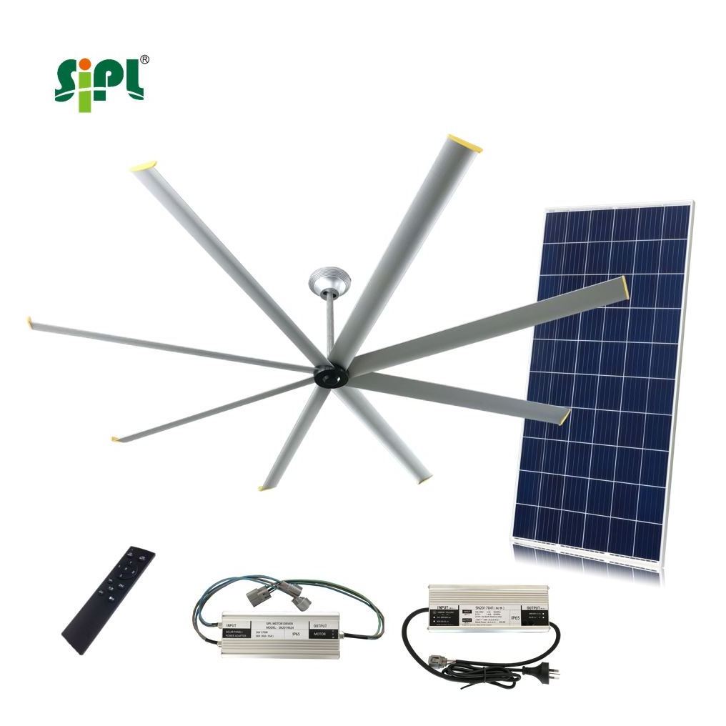 Big Wind 10ft Solar Powered DC Direct Drive 5 Speeds High Volume Industrial Workshop Ceiling HVLS Fan for Cooling Air