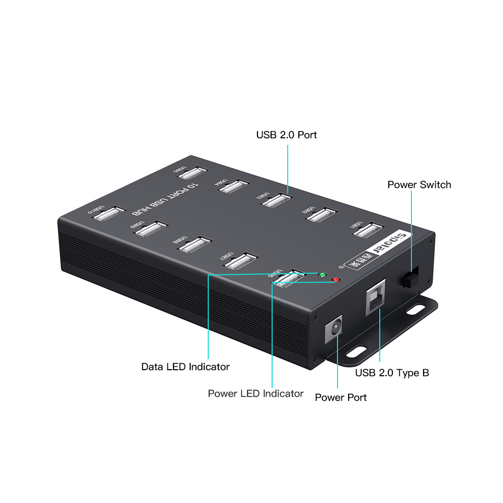 Sipolar A-300 10 port usb 2.0 hub for refurbished phones aluminum usb hub charger