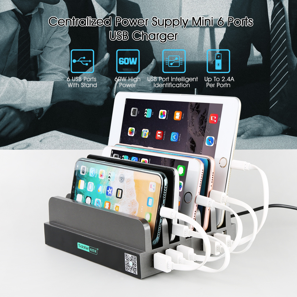 Sipolar Unive Multi Port Chargers Restaurant Multiple Mobile Phone Dc Fast Charging Portable Desktop USB Charger Station