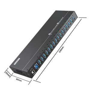 Sipolar A-316  120W metal powered 16 ports usb 3.0  hub board hub phone charger hub with led light switch