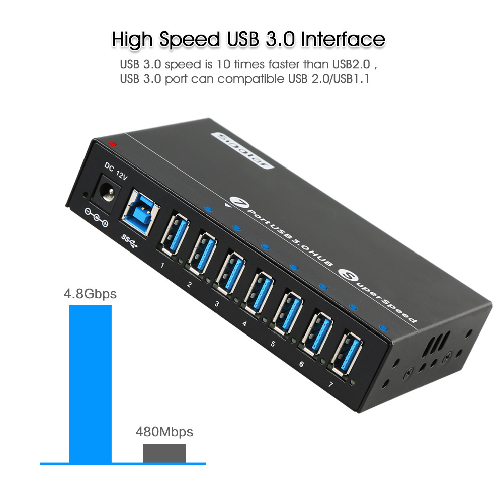 New A-173 Sipolar 7 8 port usb hub 12v fast charging restaurant cell phone charging station