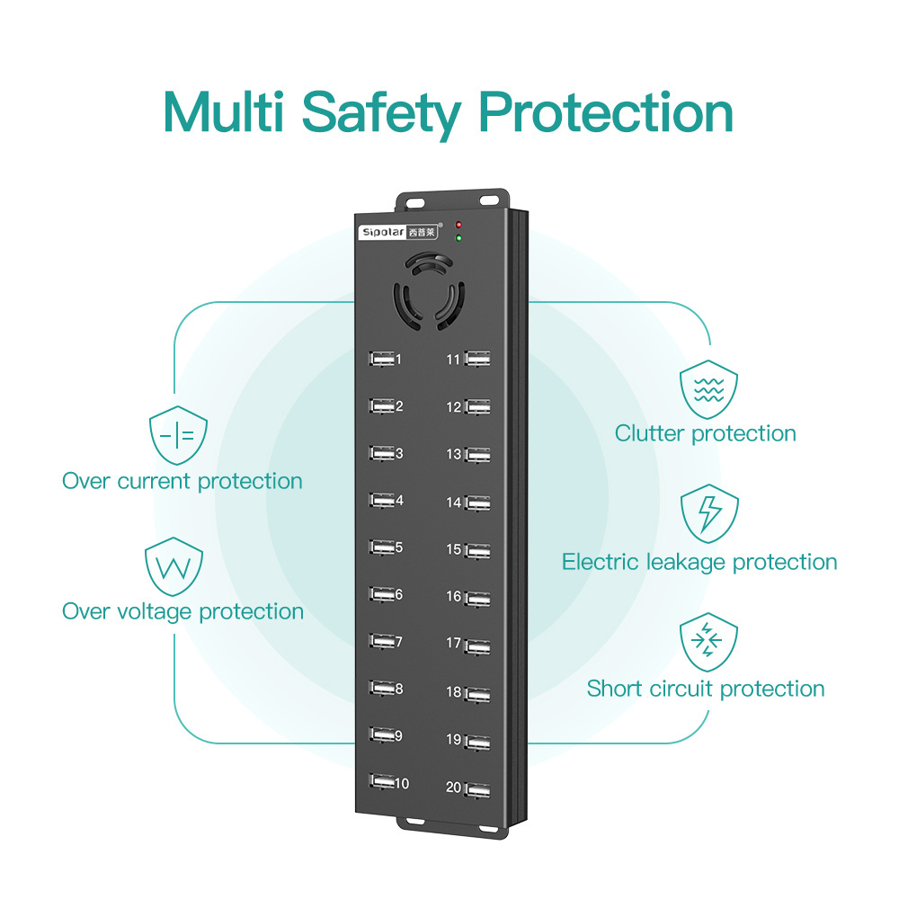 Sipolar A-805P  20 port  usb hub  energy storage charging station with 120W usb docking station