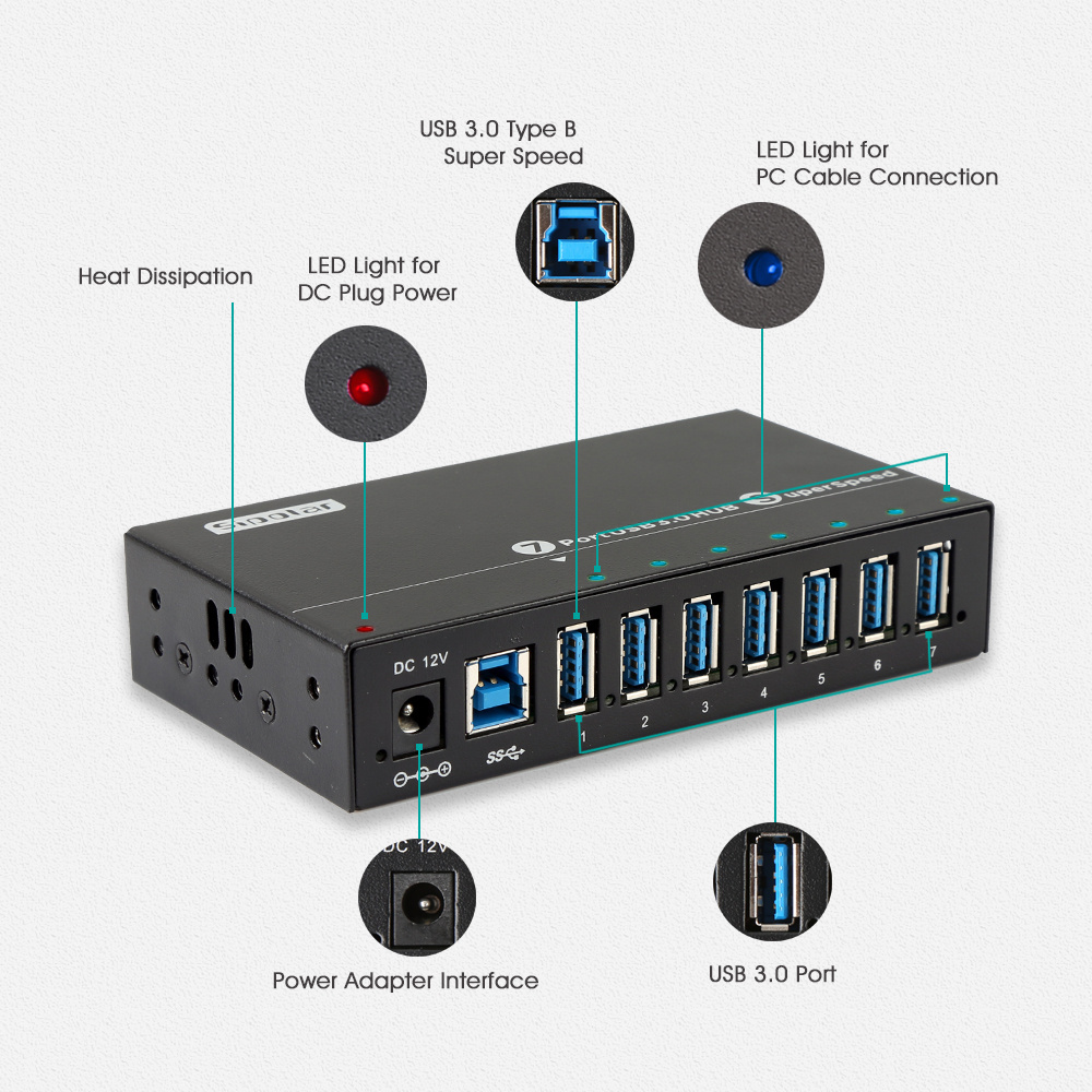 A173 Sipolar usb hub 7 port usb charging station for phones refurbished phone  Electric Usb 3.0 Hubs