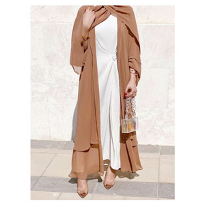 SIPO Beige Hijab And Abaya White Simple Burqa Designs Open Turkish Abaya Muslim Woman Kimono Elegant