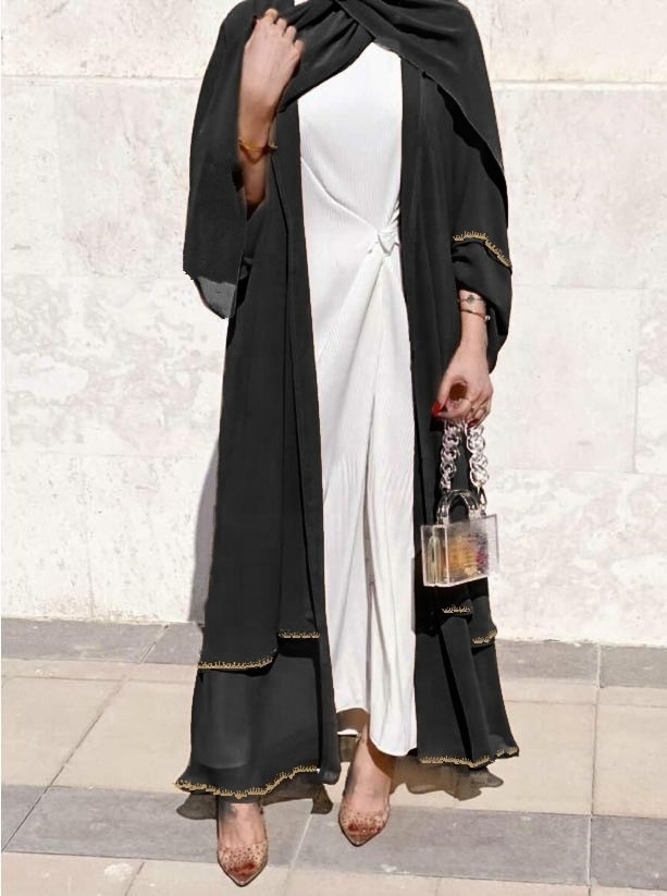 SIPO Beige Hijab And Abaya White Simple Burqa Designs Open Turkish Abaya Muslim Woman Kimono Elegant