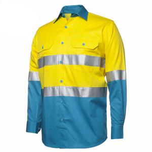 Cheap price two tone hi viz work shirt for men and women workwear