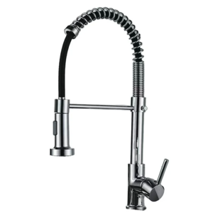 Commercial Black Brass Single Handle Single Lever Pull Down Sprayer Spring Kitchen Sink Faucet