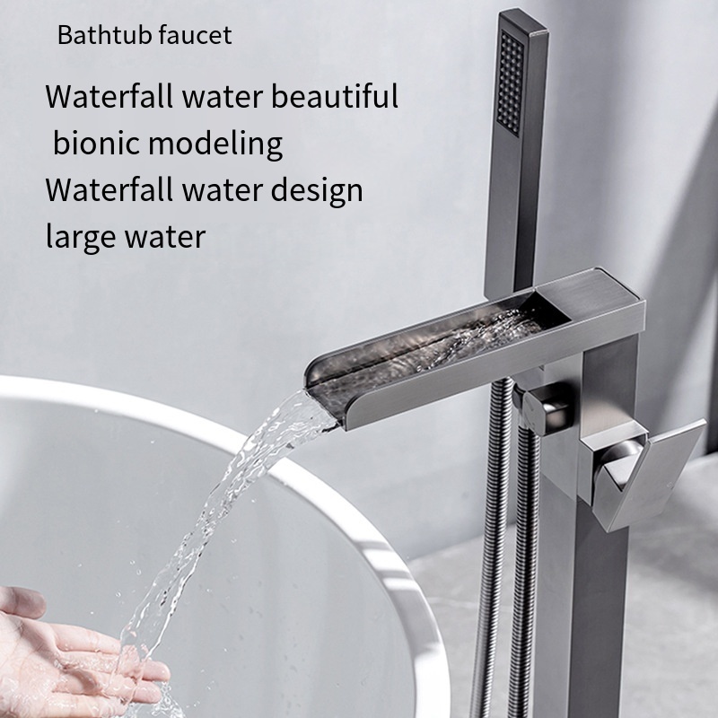 Gold copper floor-to-ceiling waterfall hot and cold shower set column bathtub faucet