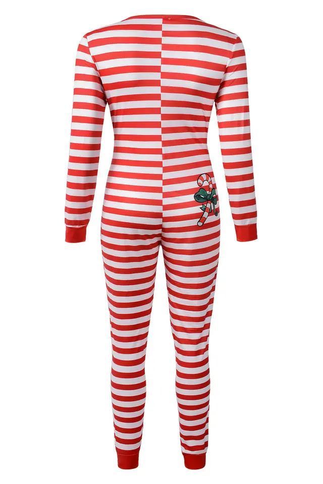 Onsie Pajama Jumpsuit Onesie Stitch Adult Sexy Long Sleeves Striped Pj Holiday Christmas Hot Sale Custom Winter for Women Woven