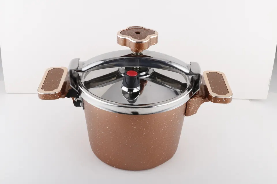 New Design Non-stick Pan Marble Coating Aluminum Trapezoid Pressure Cooker Cooking Pot Sale 5L 7L 9 L