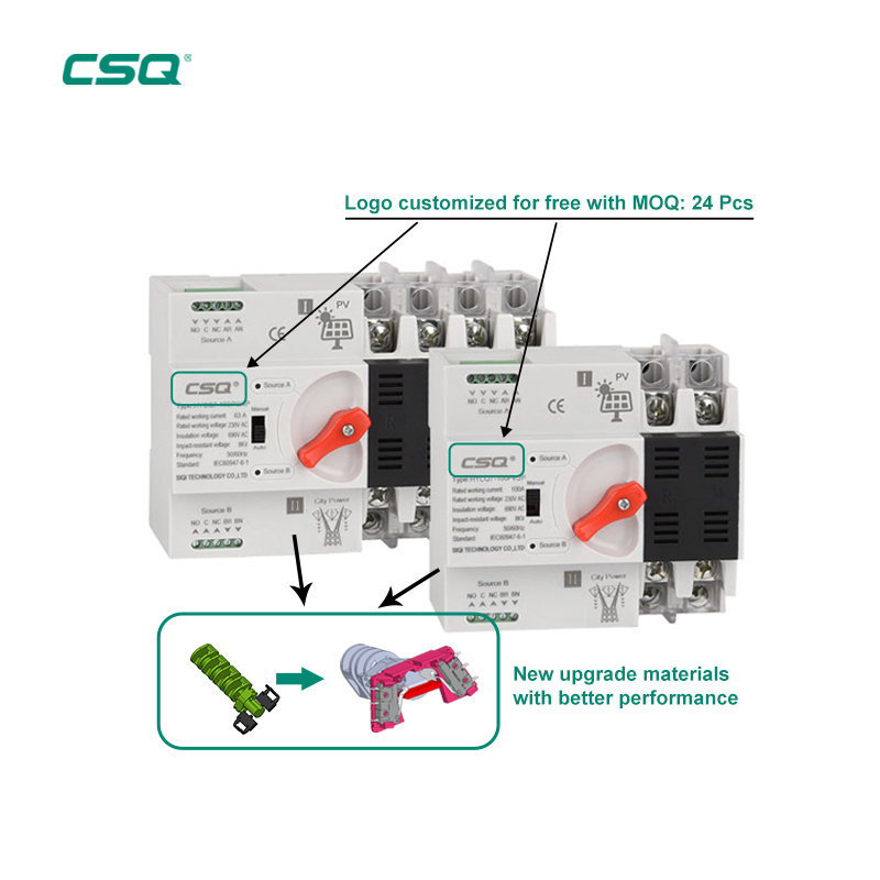 CSQ Ats Transfer Switch Automatic 2 Poles 2P 63 amp Automatic Transfer Switch 4p 100 amps For Solar 5.5Kw Diesel Generator