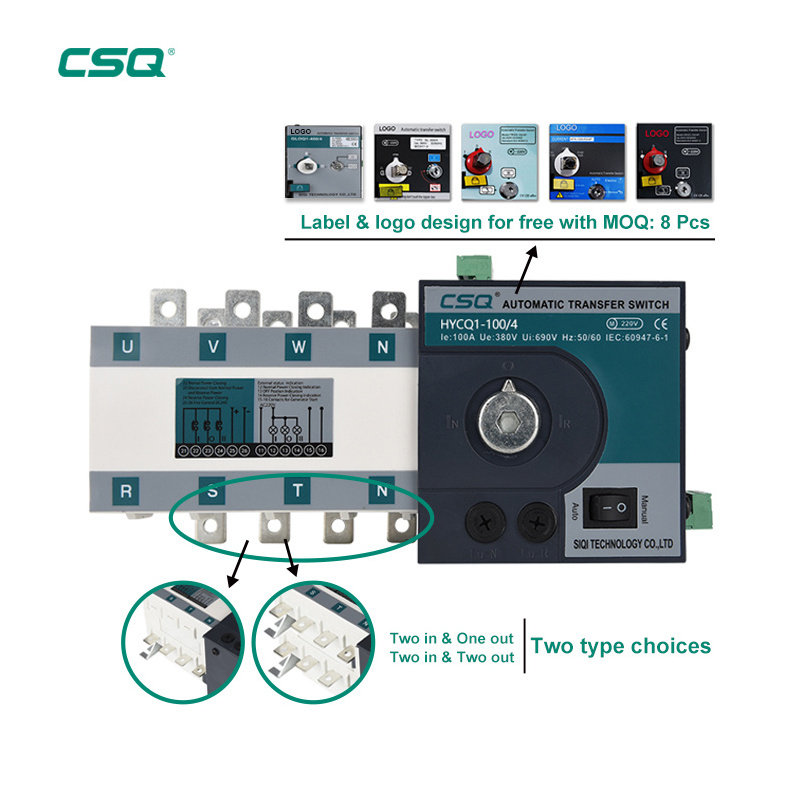 CSQ Three Phase Automatic Transfer Switch ATS 2000amp Single Phase 100amp PC Power Manual 200amp 400 amp Auto Chanverover Switch