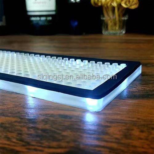 2023 Best-selling PVC Flush non-slip custom logo color Custom lighting Beer Bar mat Drink counter Led bar mat