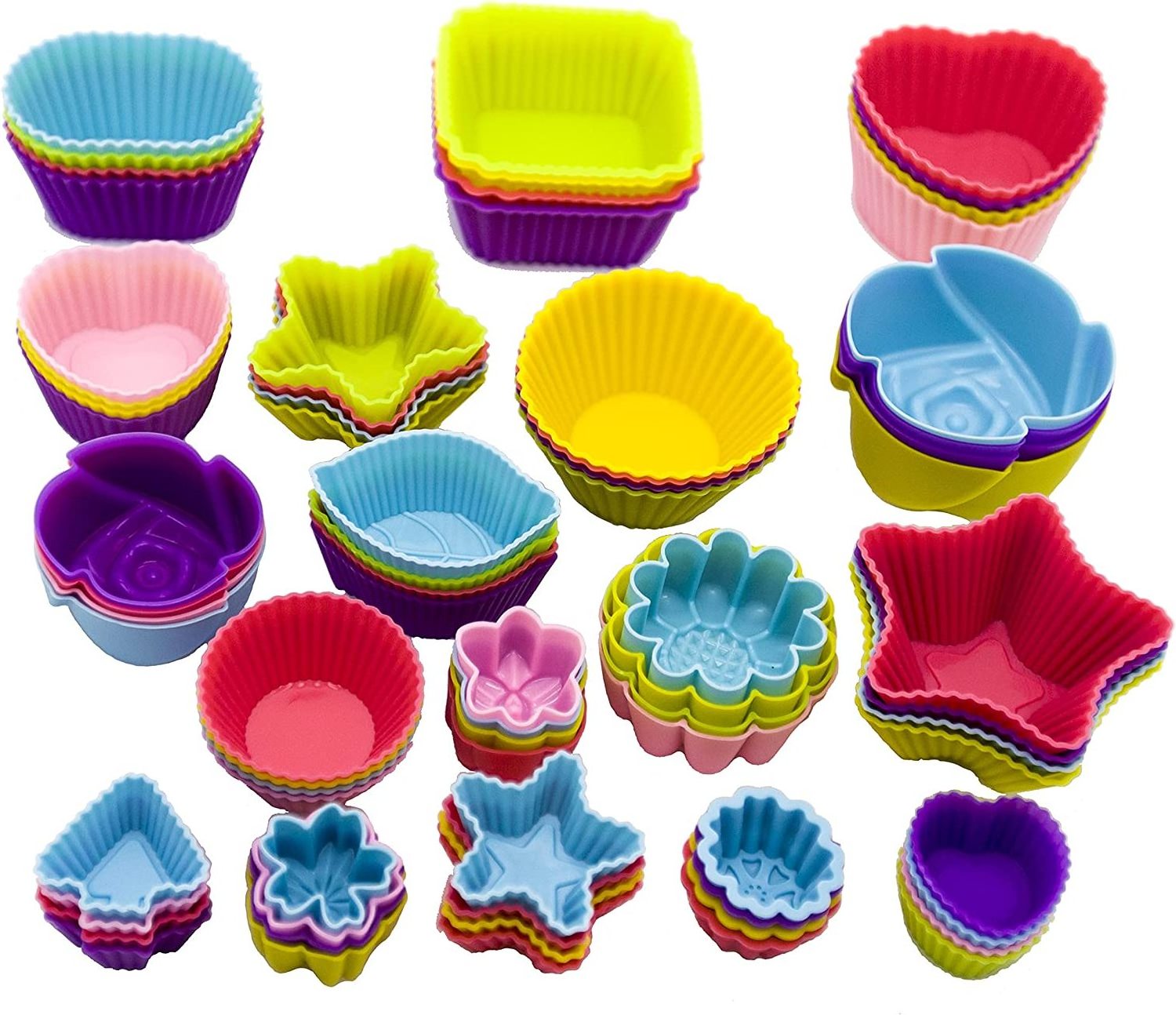 Food-grade Silicone Muffin Paper Cups Non-stick DIY Baking Cups Colorful Cake Molds Reusable muffin liners