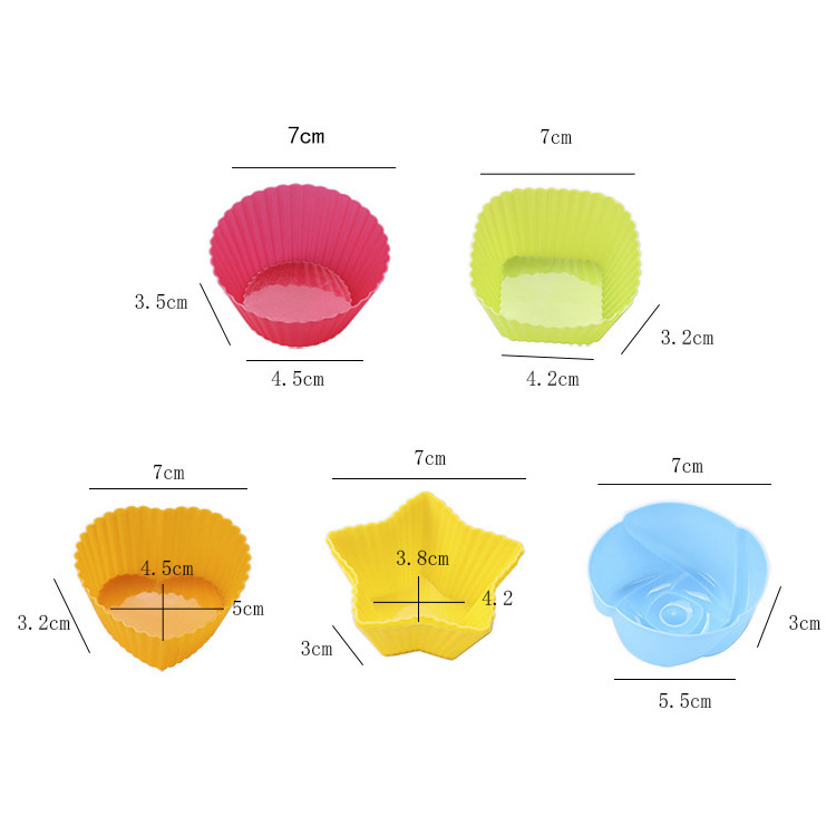 Food-grade Silicone Muffin Paper Cups Non-stick DIY Baking Cups Colorful Cake Molds Reusable muffin liners