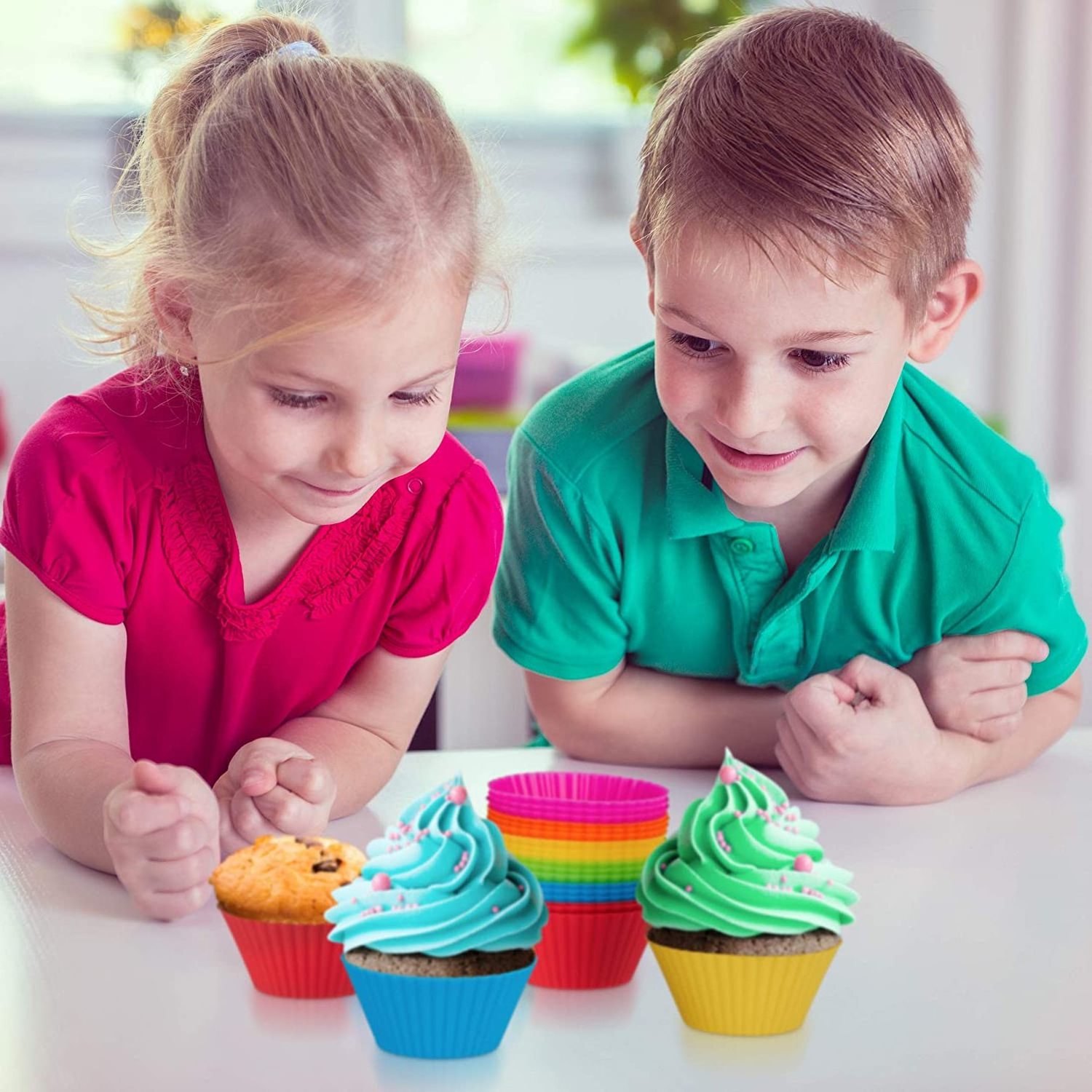 Food-grade Silicone Muffin Paper Cups Non-stick DIY Baking Cups Colorful Cake Molds Reusable muffin liners