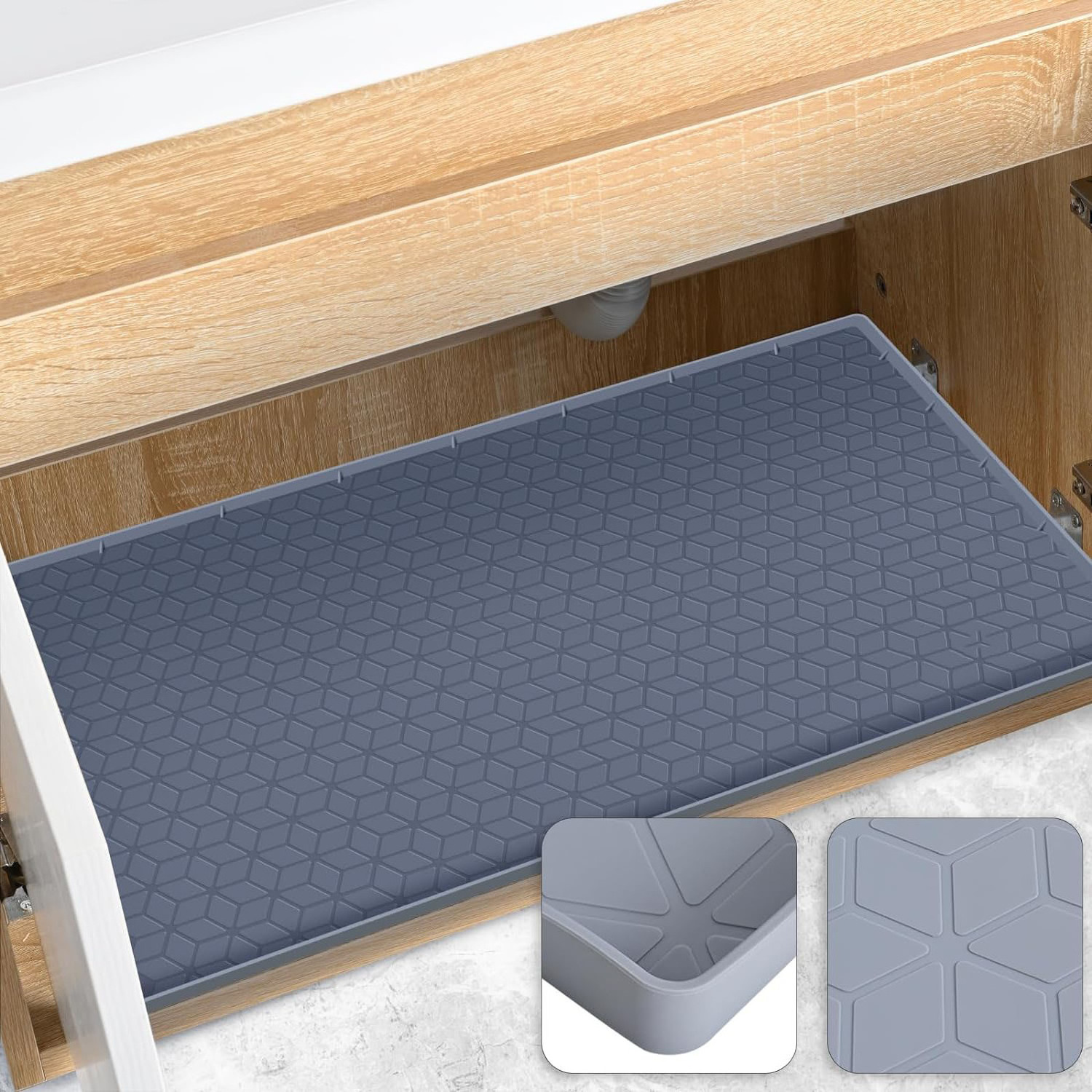 2023 Hot sale  Drain Silicone Under Sink Mat Silicone Under Cabinet Liner Mat Under Sink Mat Waterproof Silicone