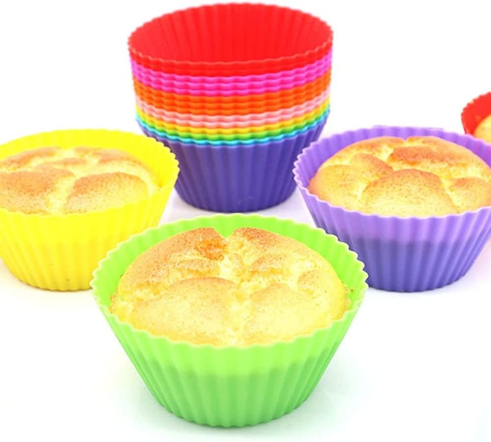 Food-grade Silicone Muffin Paper Cups Non-stick DIY Baking Cups Colorful Cake Molds Reusable muffin liners