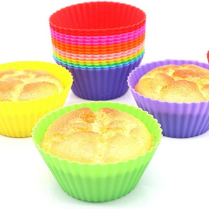 Food-grade Silicone Muffin Paper Cups Non-stick DIY Baking Cups Colorful Cake Molds Reusable muffin liners