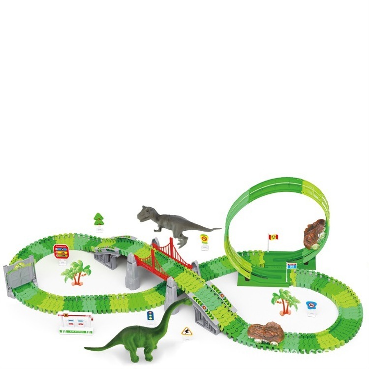 Recommend Dinosaur rail car188PCS Creative children's early education electric dinosaur car DIY Variety assembly track toy