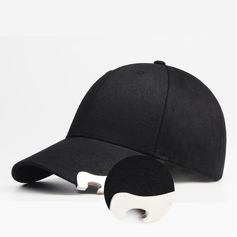 Siren Gender Beer Hat Plain Black Caps With Opener / Bottle Opener for Hat