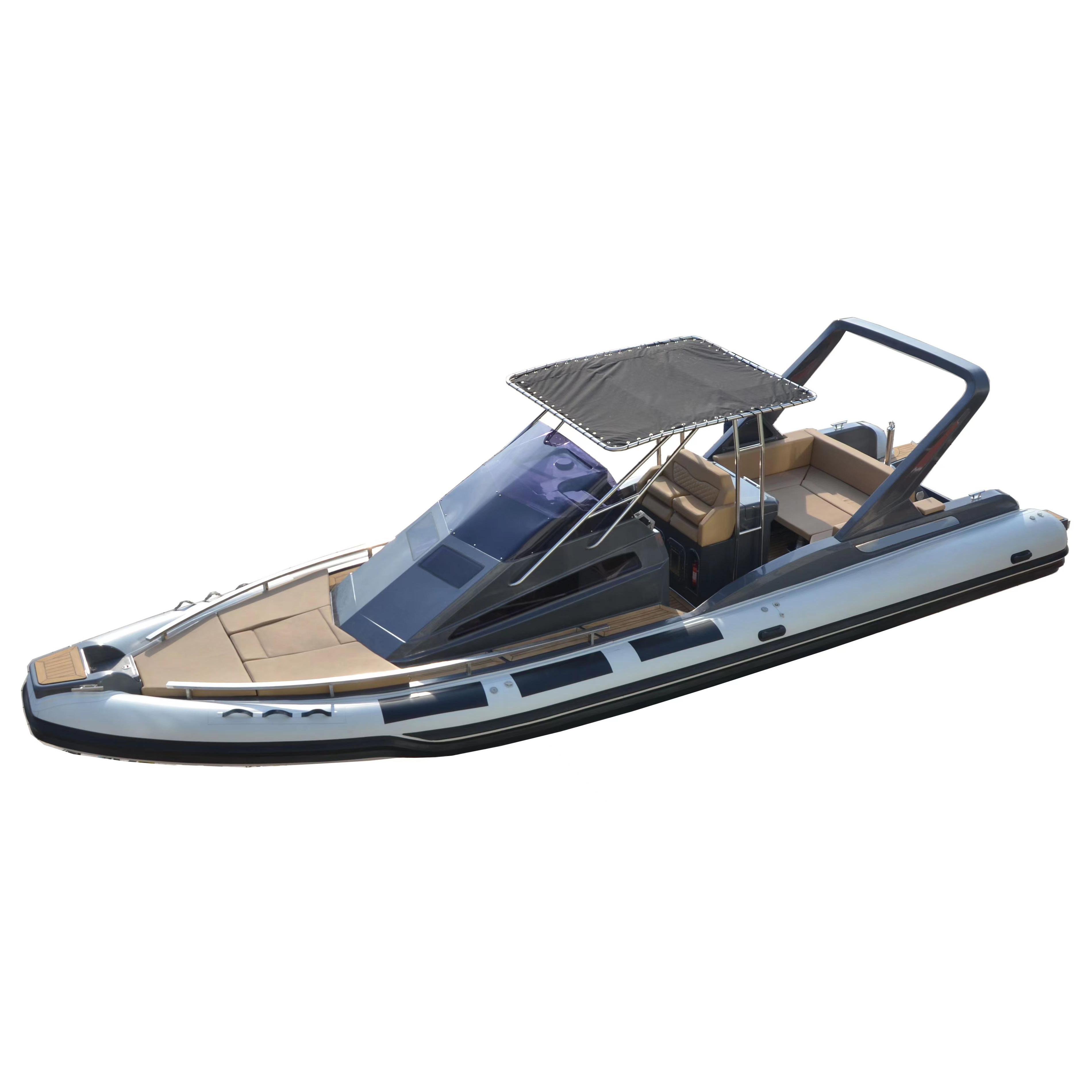 Rigid Cabin Fiberglass Hull Sport China Hypalon Aluminum Patrol Centre Console Inflatable Rib Boat for sale