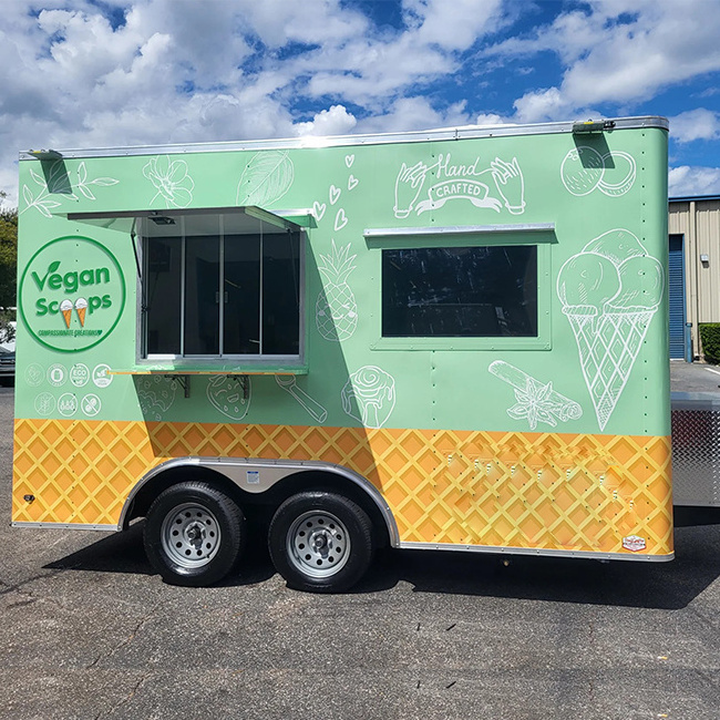 Ice Cream Trailer Food Cart Umbrella Food Caravan Truck For Sale Fast Food Trailer