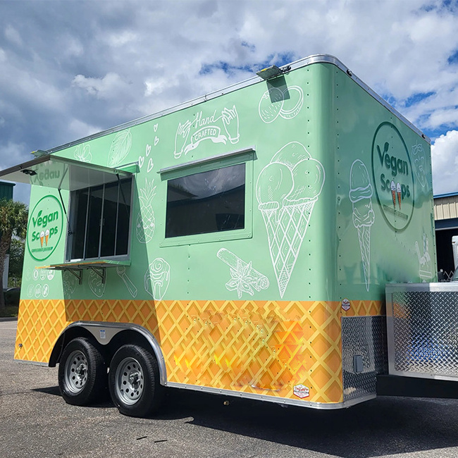 Ice Cream Trailer Food Cart Umbrella Food Caravan Truck For Sale Fast Food Trailer