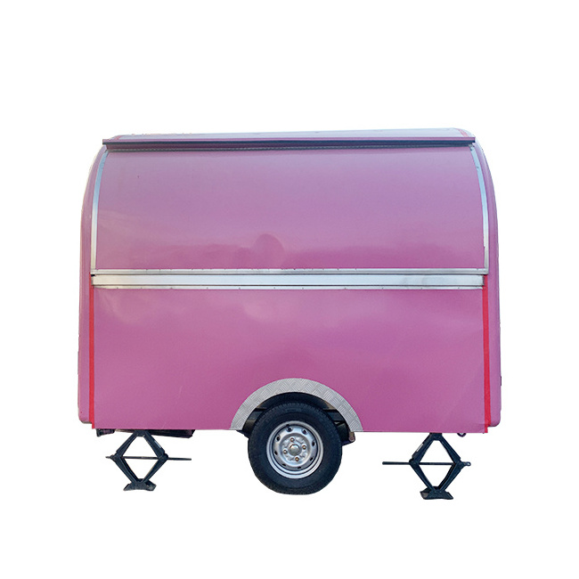 Pink Color Ice Cream Cart Food Trucks Mobile Van Trailer Street Vending Cart For Sales Concession Trailer Towable Van