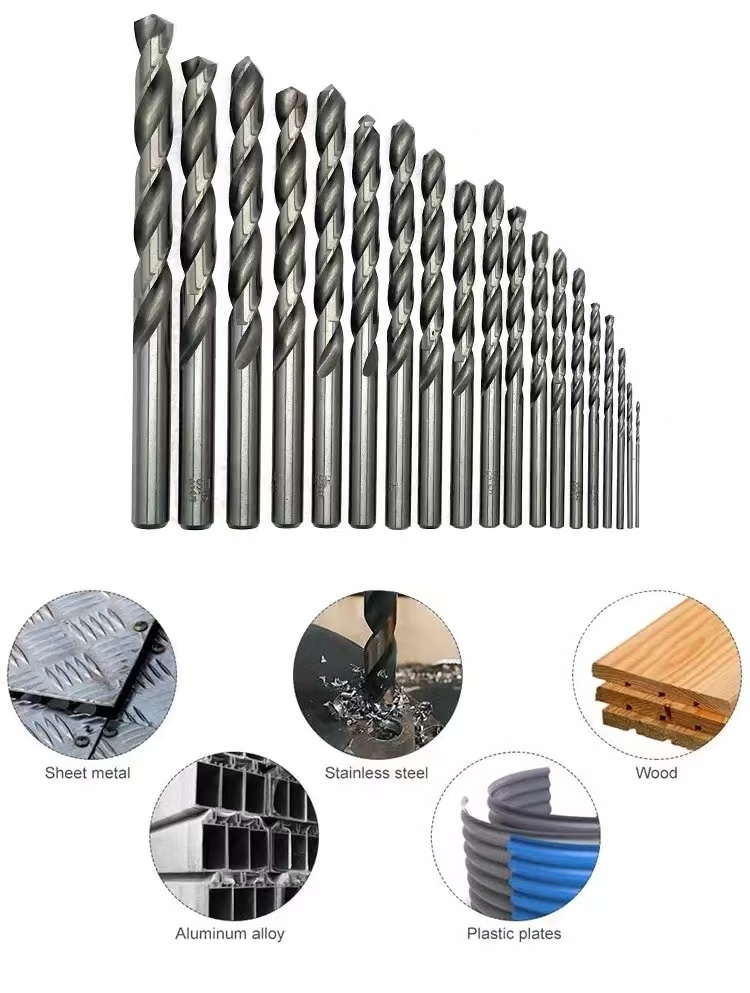 19PC HSS straight shank twist drill angle iron stainless steel special cobalt-containing twist drill bit set