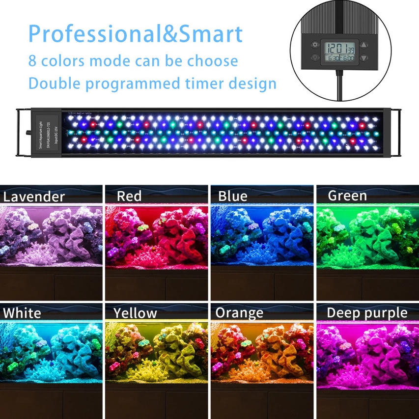 30cm 12inch  Aquarium LED WRGB Marine Light Intelligent Touch Control  Fish Tank aquaculture decoration Light With Bracket