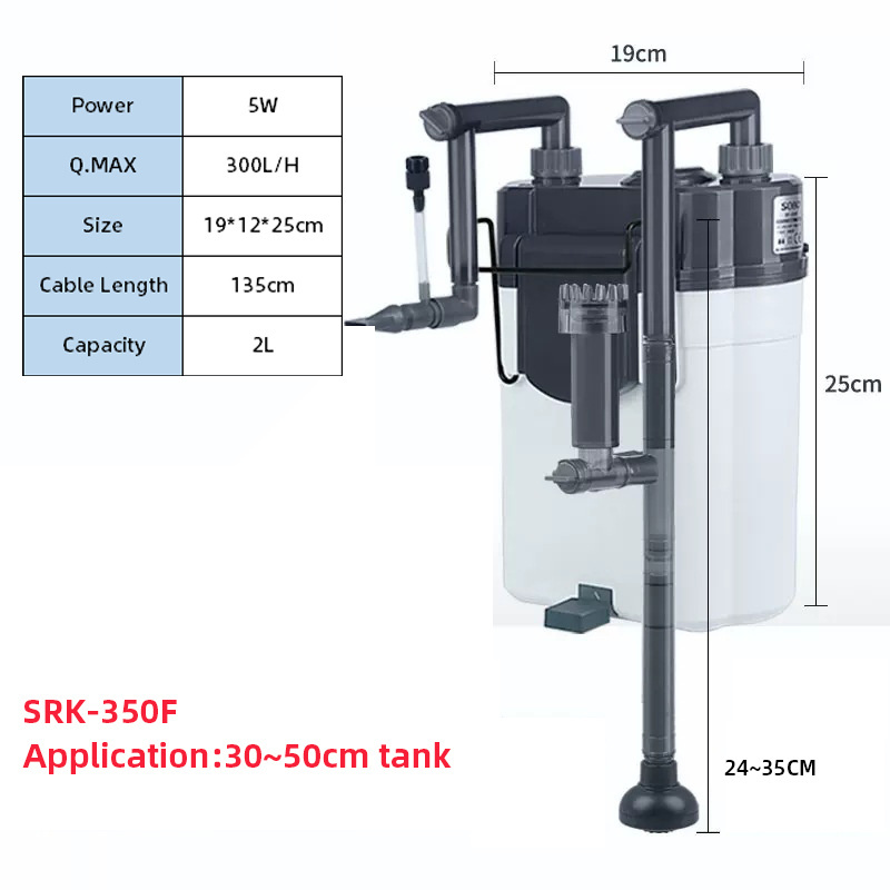 Aquarium Filter System Waterfall rainforest Mute Aquarium External Container Filter 3W/5W/7W with Pumps for Fish Tank