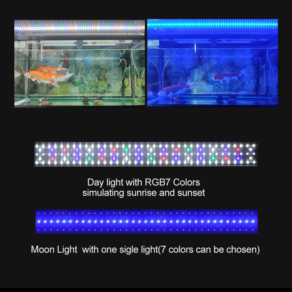 SIROKA SRK-FT120cm IP68 Waterproof LED Fish Tank Light Aquarium Light With Sunrise&Sunset Colorful Luminous Mode Controller