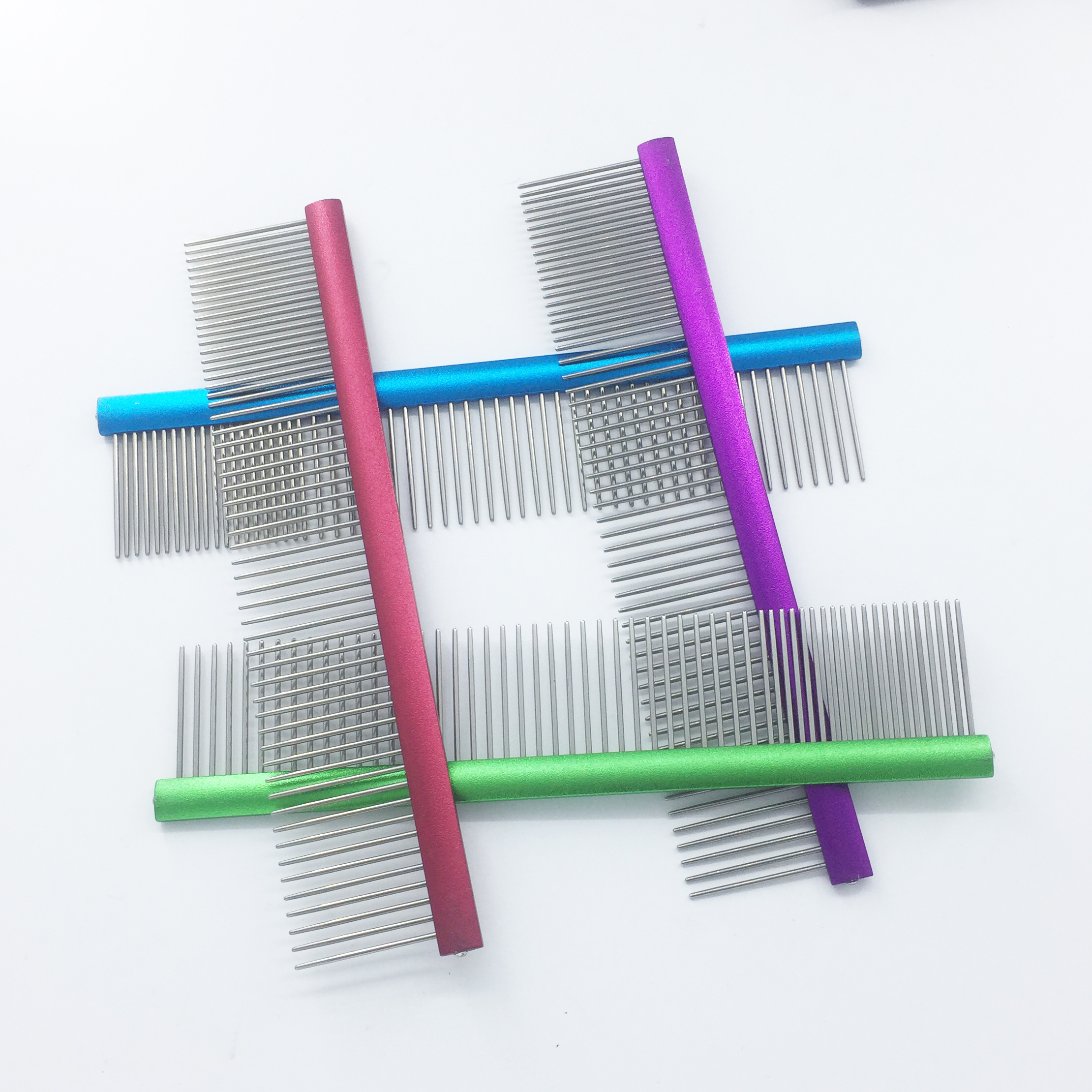 Stainless steel colorized hairdressing pet comb