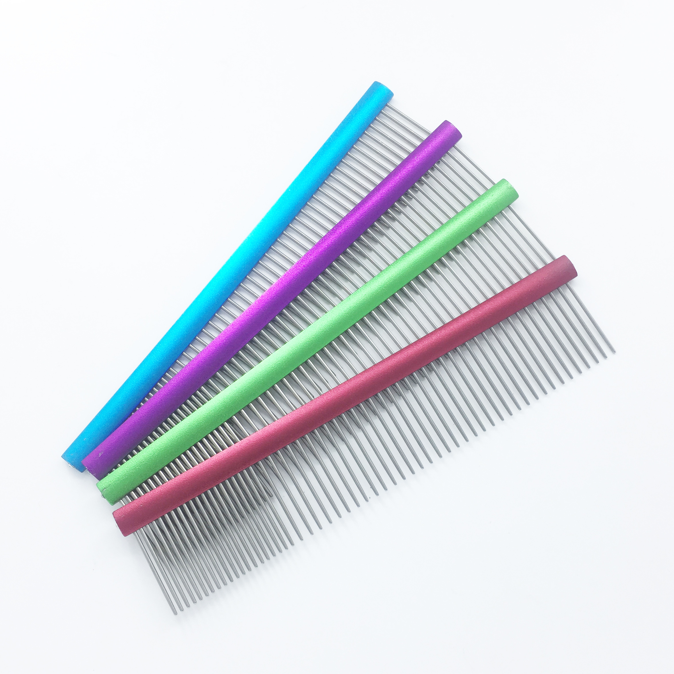 Stainless steel colorized hairdressing pet comb