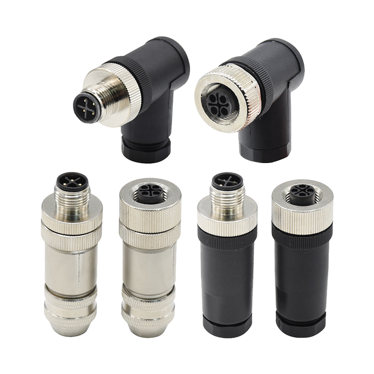 Electrical connector plugs socket 4 pin S coded male Female welding sensor plastic cover M12 waterproof cable connector