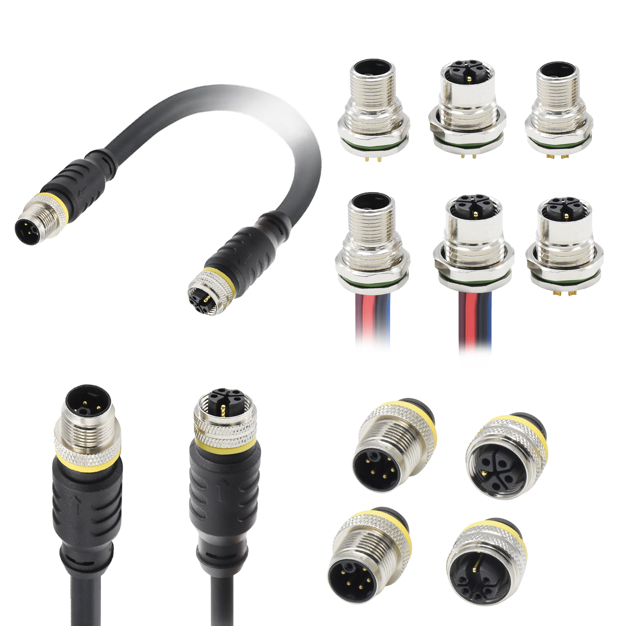 Connector M12 6pin M-coded K-coded Male Female molding sensor plug socket Waterproof cable connector