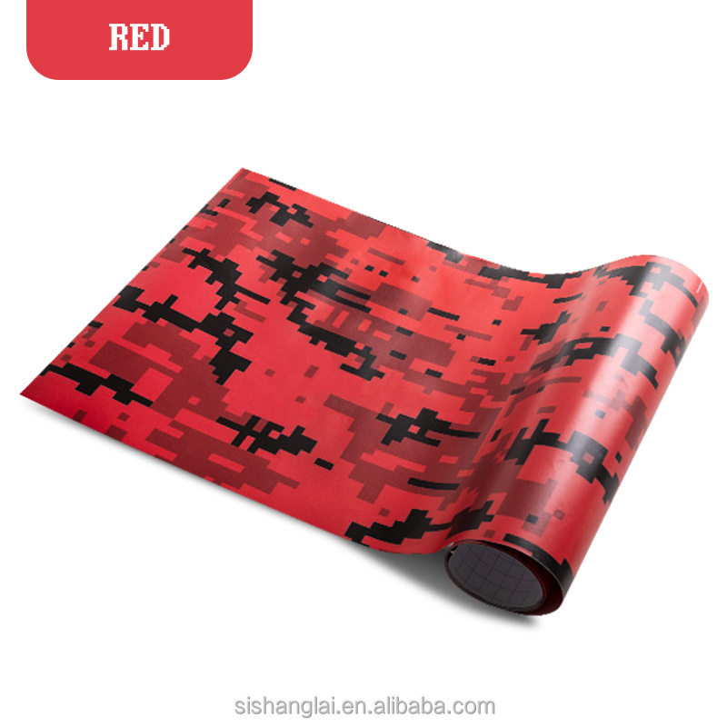 SCHANLEYBlack Arctic Grey Red Snow Camo Vinyl Wrap Roll Dazzling Camo Car Body Film Car Wrap Red Digital Bomb Camo Vinyl Sticker