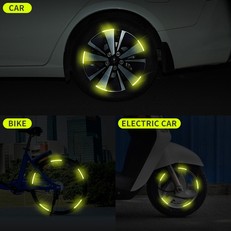 Custom logo bike tire rim safety decal reflective stickers bike helmet wheel fluorescent reflective stickers