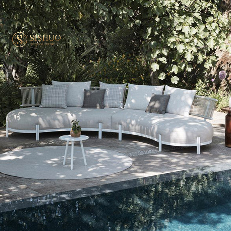 Aluminium Rattan Garden Outdoor Furniture U shape patio outdoor sectional couch