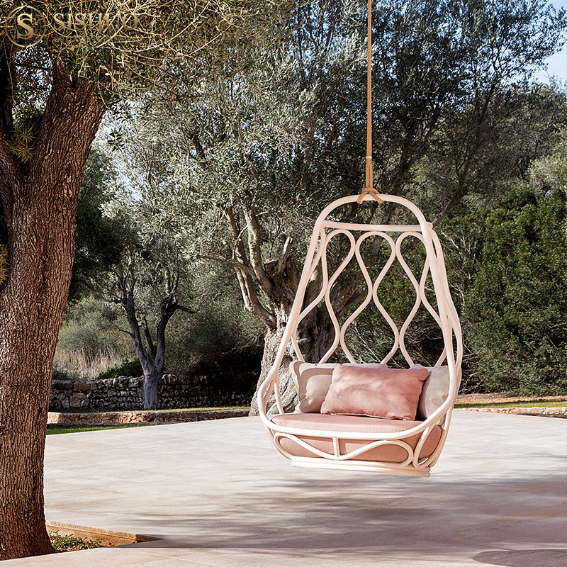 Modern High Quality Outdoor Patio Luxury Outdoor Furniture Pink Colors Aluminum Patio Swings